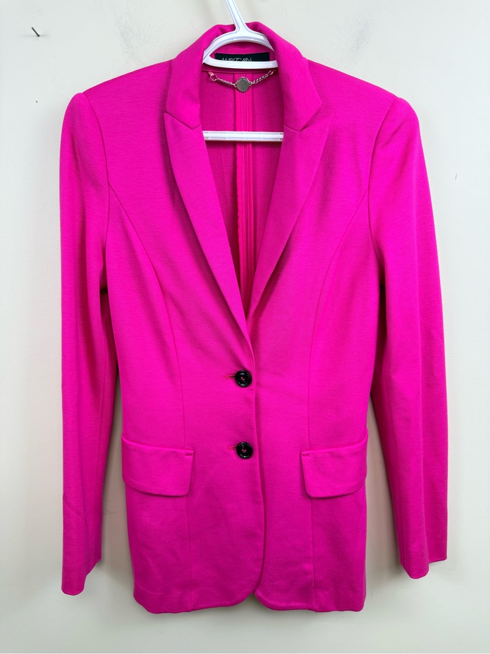 MARC CAIN hot pink viscose 2 button fitted blazer